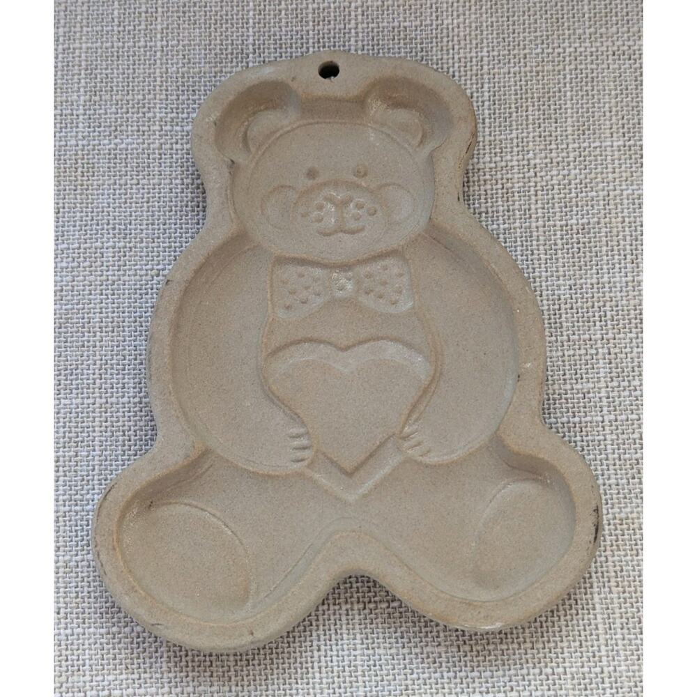 Pampered Chef Vintage Teddy Bear Stoneware Cookie Mold 1991